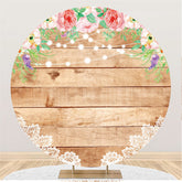 Rosa Blumen Runden Holz Hintergrund Für Glücklich Geburtstag